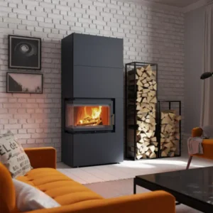 Камін Kratki SIMPLE 12 BS ліва в обудові BOX стальний – чорний