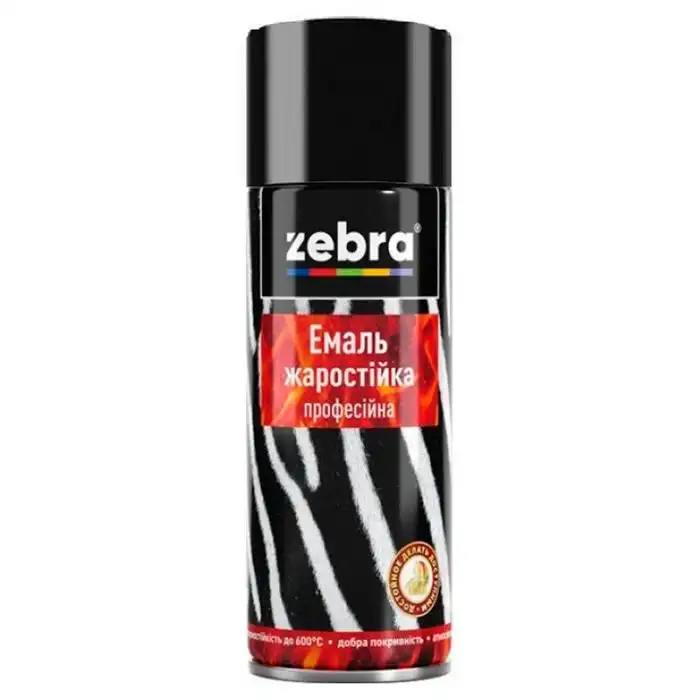 Эмаль жаропрочная Zebra, 0,4 л, глянцевый черный