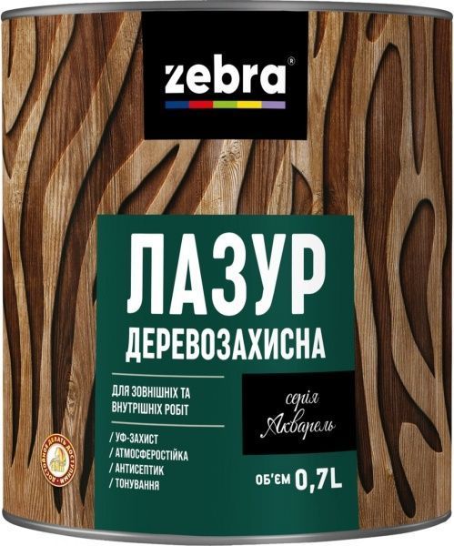 Лазур деревозахисна серія Акварель ZEBRA 0,7л Дуб