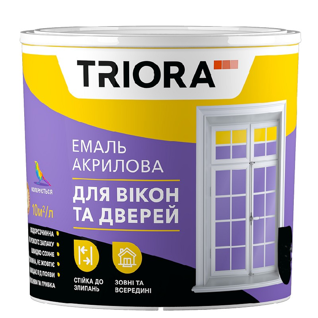 Емаль для вікон та дверей акрилова. Транспарентна база (TR) 2,5л TM TRIORA