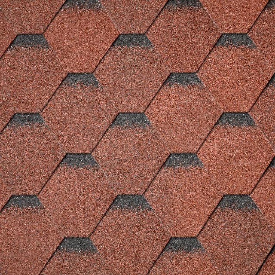 Битумная черепица Superglass Hex (20) Tile Red ultra 1м2