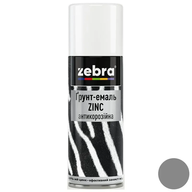 Ґрунт-емаль zinc антикорозійна, 400мл, ZEBRA