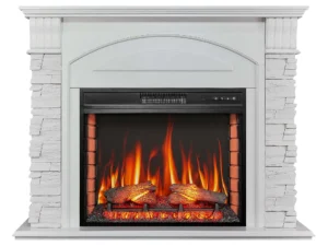 Камінокомплект ArtiFlame Alioth AF28S білий з обігрівом і звуком горіння вогню