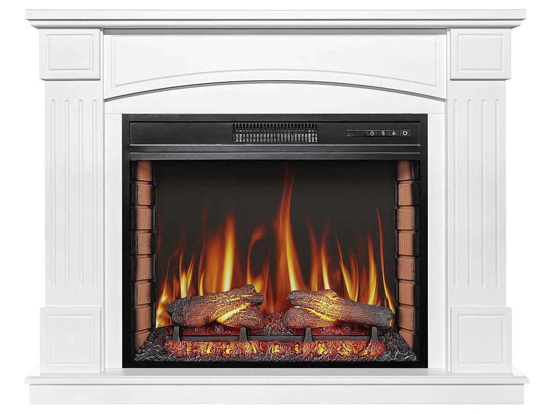 Камінокомплект ArtiFlame Boston AF28S білий з обігрівом і звуком горіння вогню