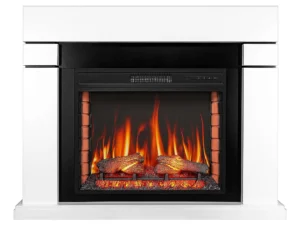 Камінокомплект ArtiFlame Lindos AF28S білий з обігрівом і звуком горіння вогню