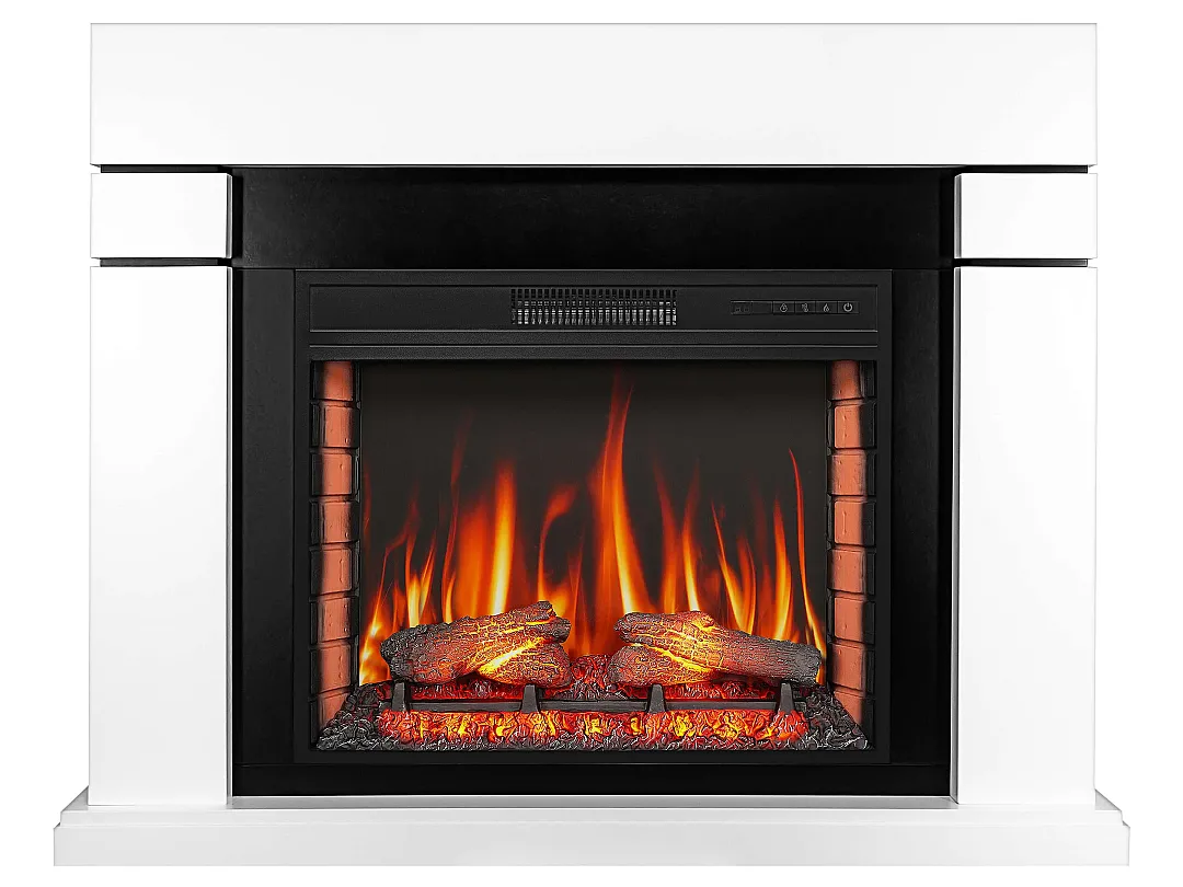 Камінокомплект ArtiFlame Lindos AF28S білий з обігрівом і звуком горіння вогню