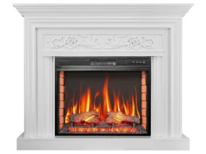 Камінокомплект ArtiFlame Monferrato AF28S білий з обігрівом і звуком горіння вогню