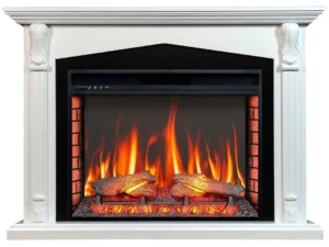 Камінокомплект ArtiFlame Praga AF33 білий з обігрівом і звуком горіння вогню