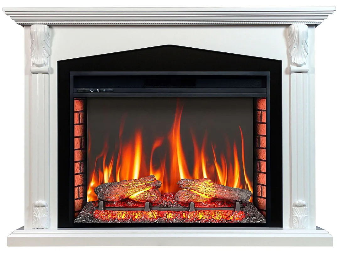 Камінокомплект ArtiFlame Praga AF33 білий з обігрівом і звуком горіння вогню