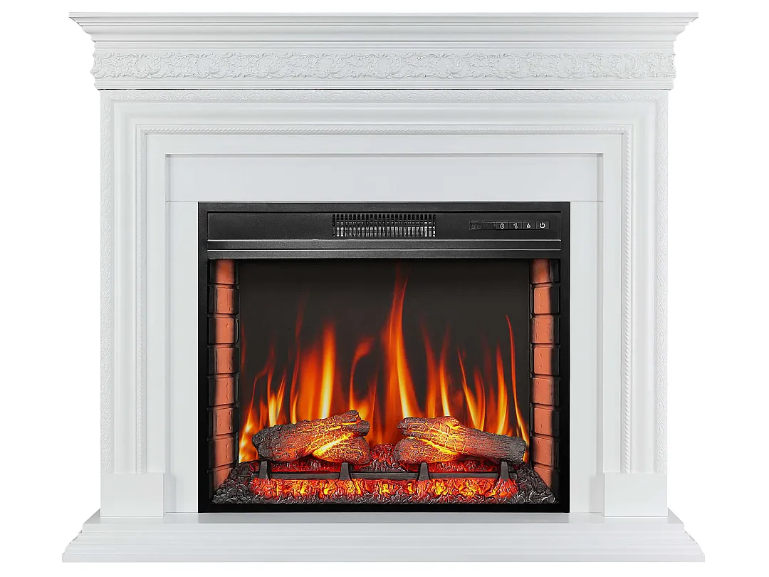 Каминокомплект ArtiFlame Neoclassic AF28S белый дуб с обогревом и звуком горения огня