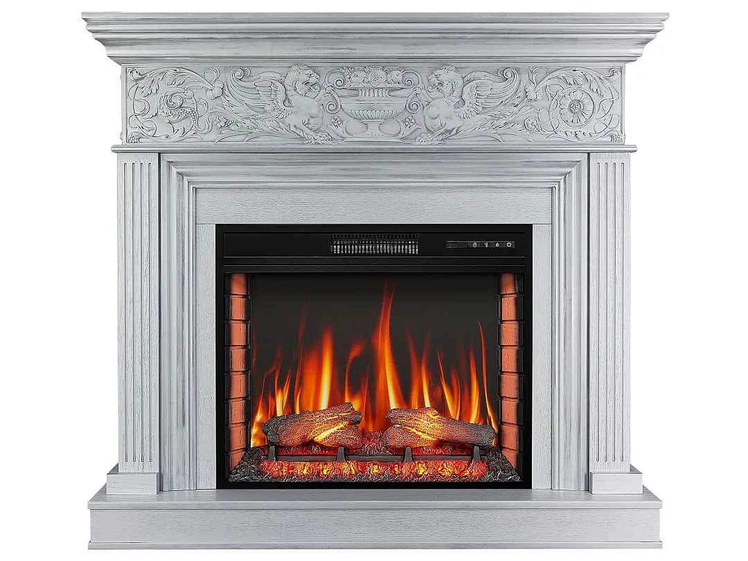 Каминокомплект ArtiFlame Brittany AF25 белый с обогревом и звуком горения огня