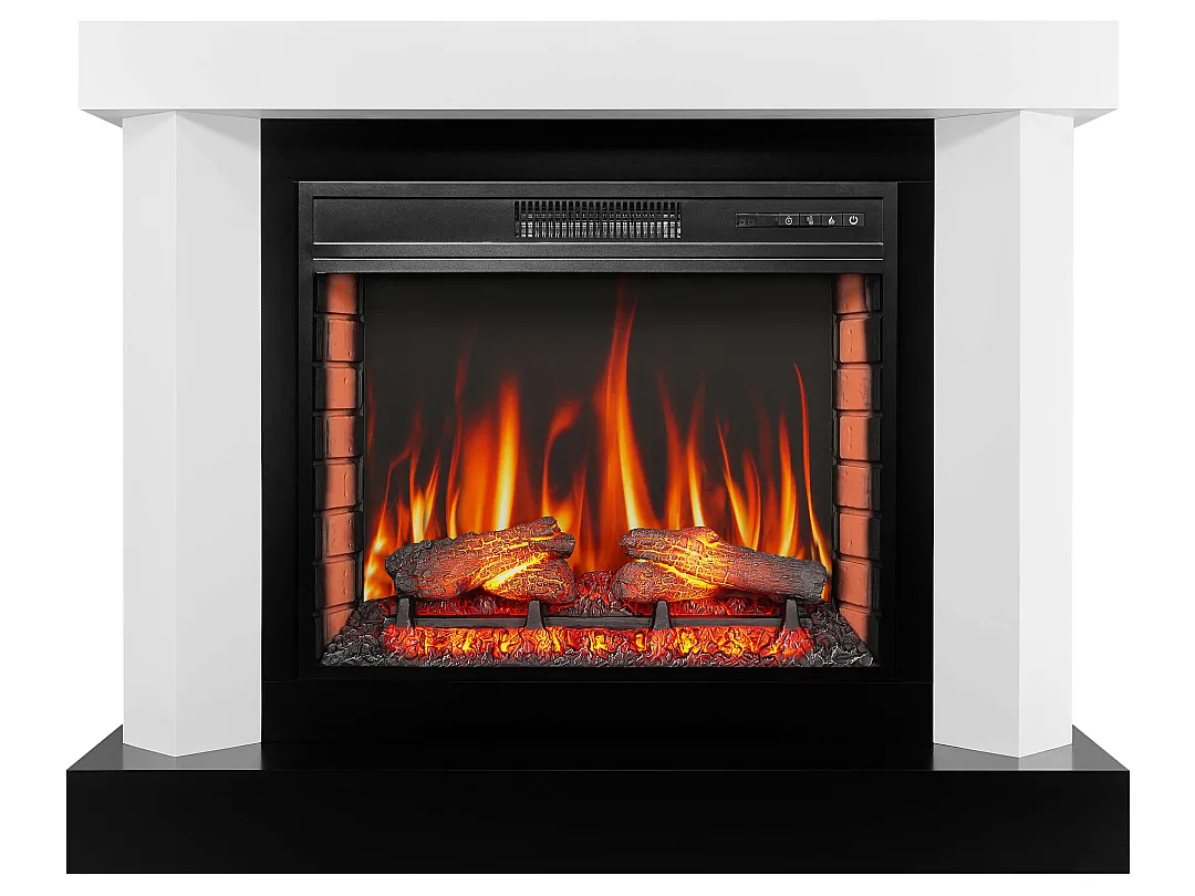 Каминокомплект ArtiFlame Praga AF33 белый с обогревом и звуком горения огня
