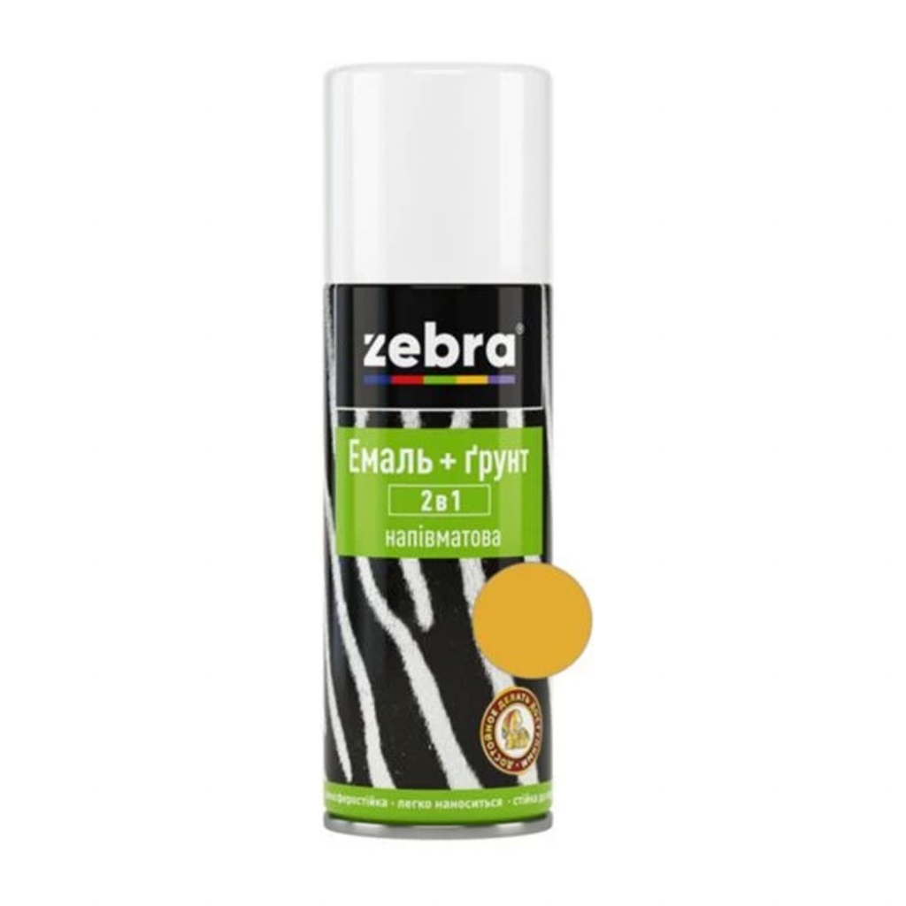 Эмаль-грунт 2 в 1 полуматовая Zebra 400 мл 55 Желтая