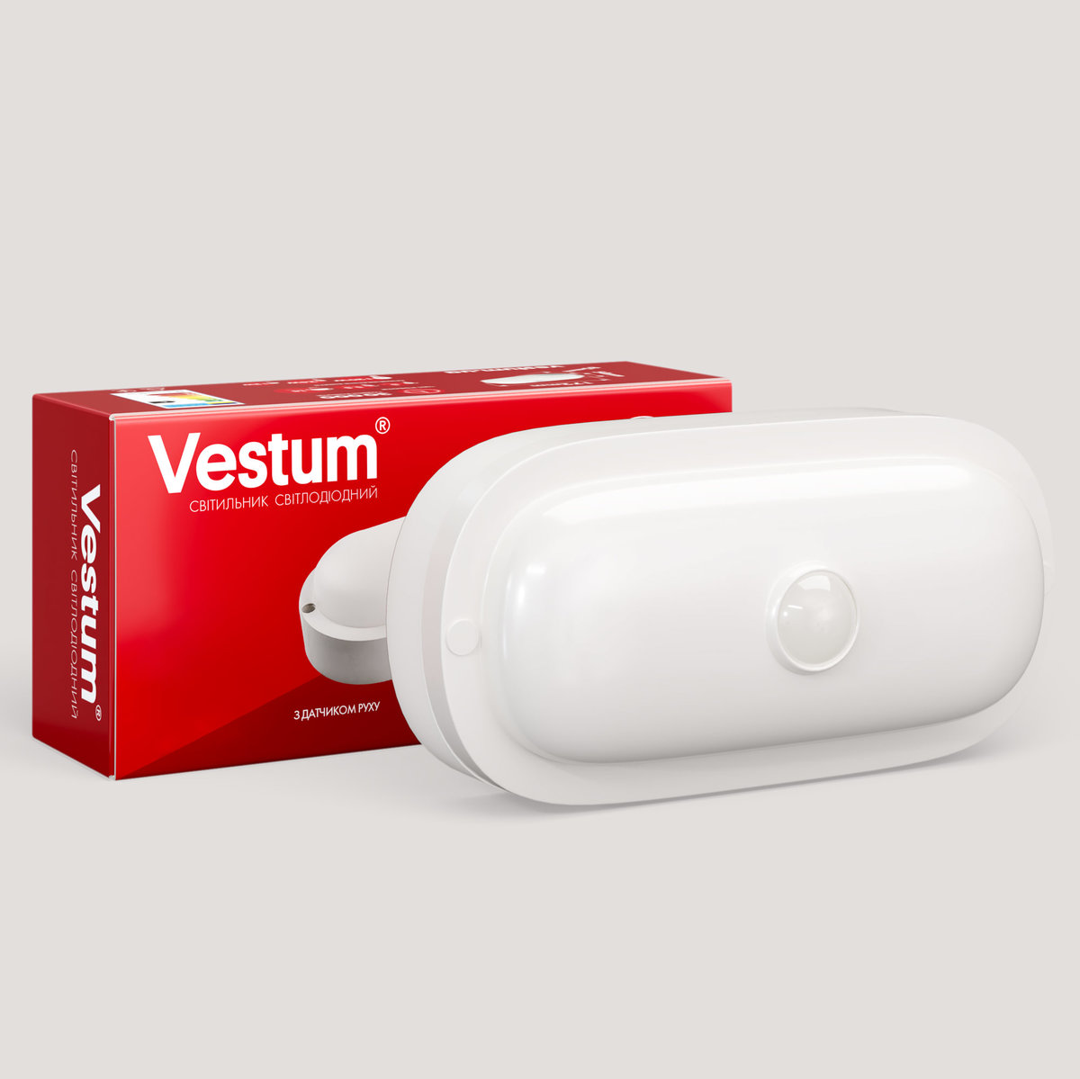 Світлодіодний овальний світильник ЖКГ Vestum 12W 4500K 220V з датчиком руху 
1-VS-7205