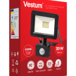 Світлодіодний прожектор з датчиком руху Vestum 20W 2 000Лм 6500K 175-250V
IP65 1-VS-3010