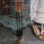 Каминный аксессуар латунный с деревянными ручками