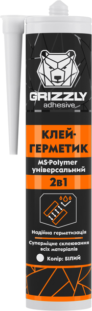 Универсальный клей-герметик Grizzly на основе MS полимеров 280 мл 10 Белый