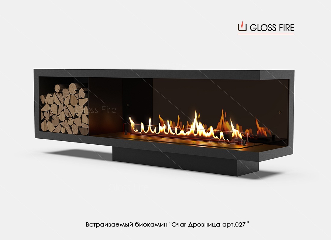 Вбудований біокамін Gloss Fire «Очаг Дровниця арт.027»