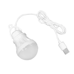 USB LED Лампа 3 Ват з кабелем 0,9 м. Портативна світлодіодна USB лампочка від павербанка 3W, світильник підсвічування ліхтарик нічник Біла