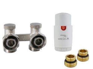 Комплект Standard Premium кутовий арт. PRNYGS09106C/FK (with nipples) (вузол нижнього підключення кутовий+ термоголовка Venus II + перехідник)
