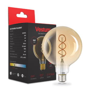 Філаментна лампа Vestum “вінтаж” golden twist G95 Е27 6Вт 220V 2500К 1-VS-2507
