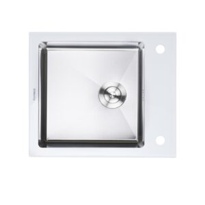 Кухонная мойка  Handmade WHITE GLASS 600х510х200