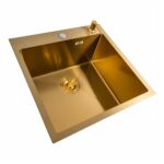 Кухонний комплект: Мийка Valeso Handmade 50x50 PVD Золото + Змішувач Valeso JW449 PVD Золото