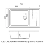 Кухонна мийка гранітна матова 7050 CASCADA VALESO чорний металік