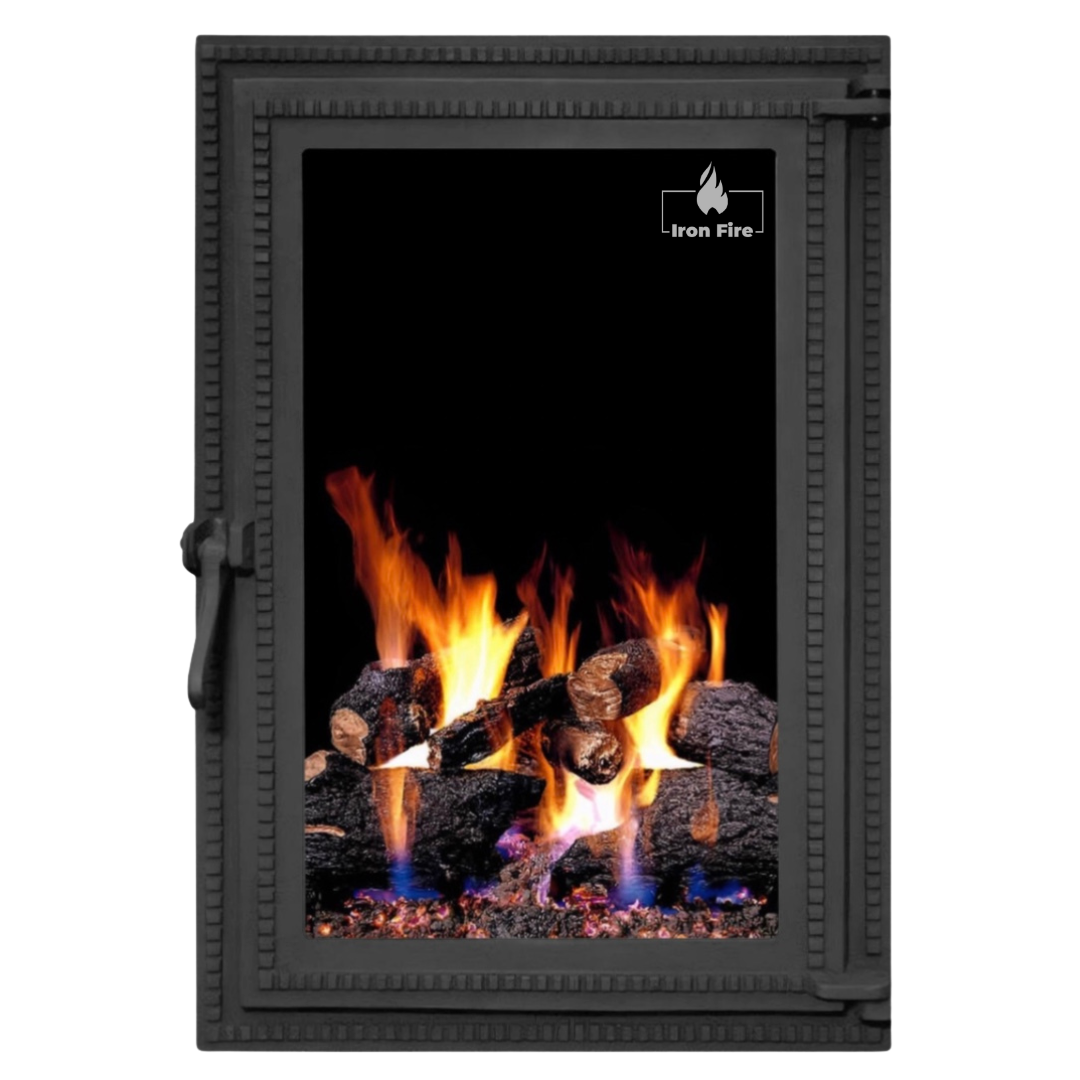 Дверцята чавунні для каміна з вогнетривким склом Iron Fire Brown 440х640 мм