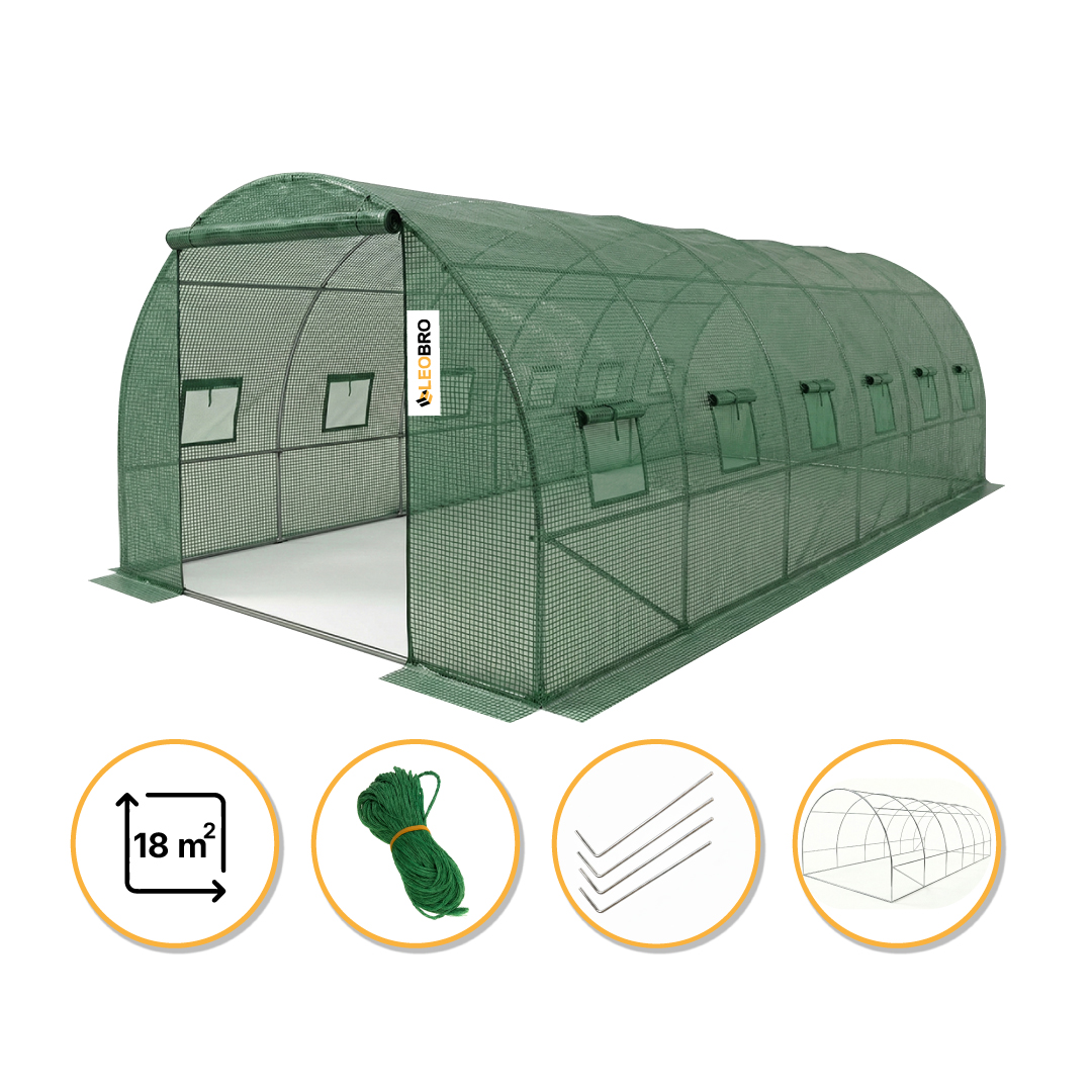 Садова теплиця парник LEOBRO Garden 18м2 Green (LB-G105-GRN)
