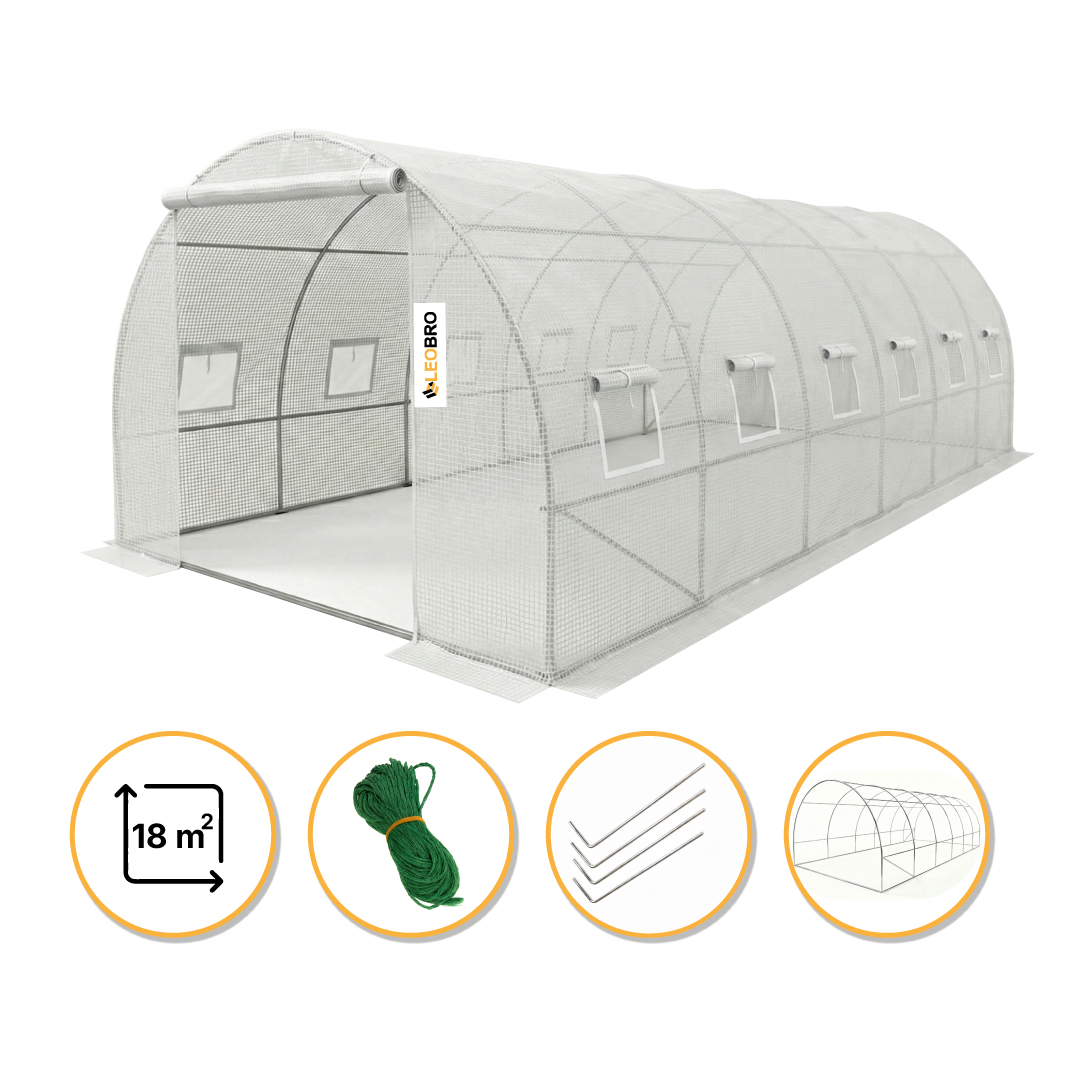 Садова теплиця парник LEOBRO Garden 18м2 White (LB-G105-WHT)