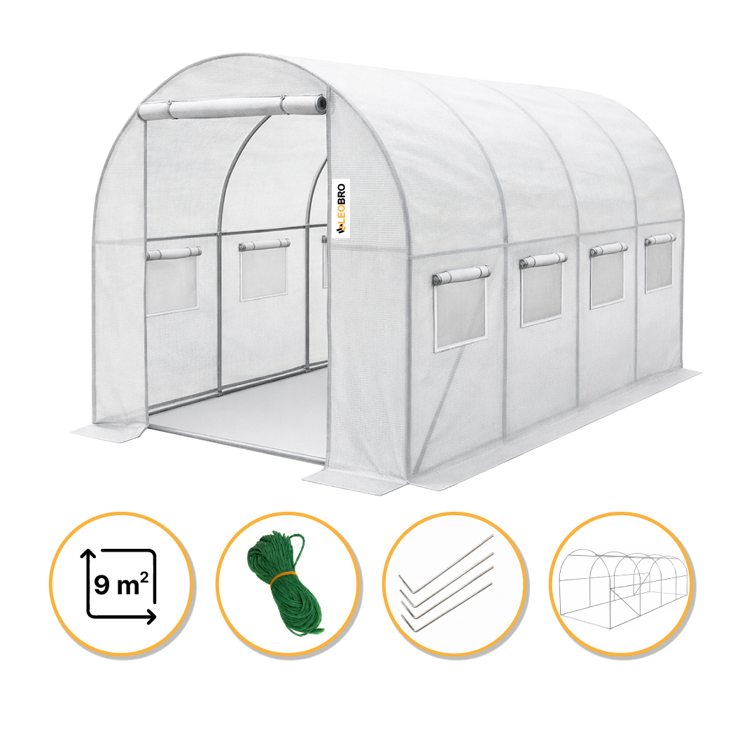 Садова теплиця парник LEOBRO Garden 9м2 White (LB-G102-WHT)