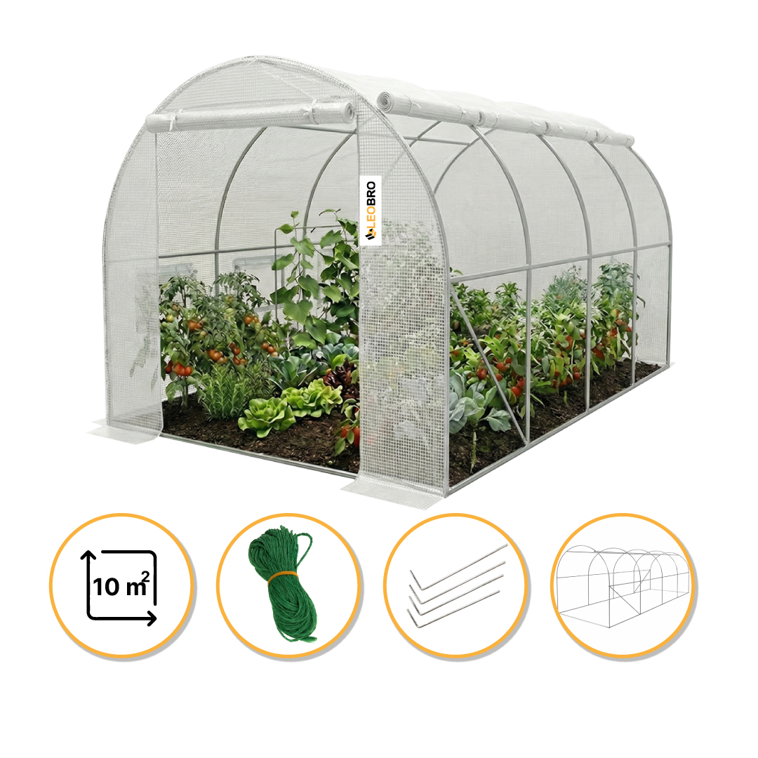 Садова теплиця парник LEOBRO Garden 10м2 White MultiDoor (LB-G112-WHT)