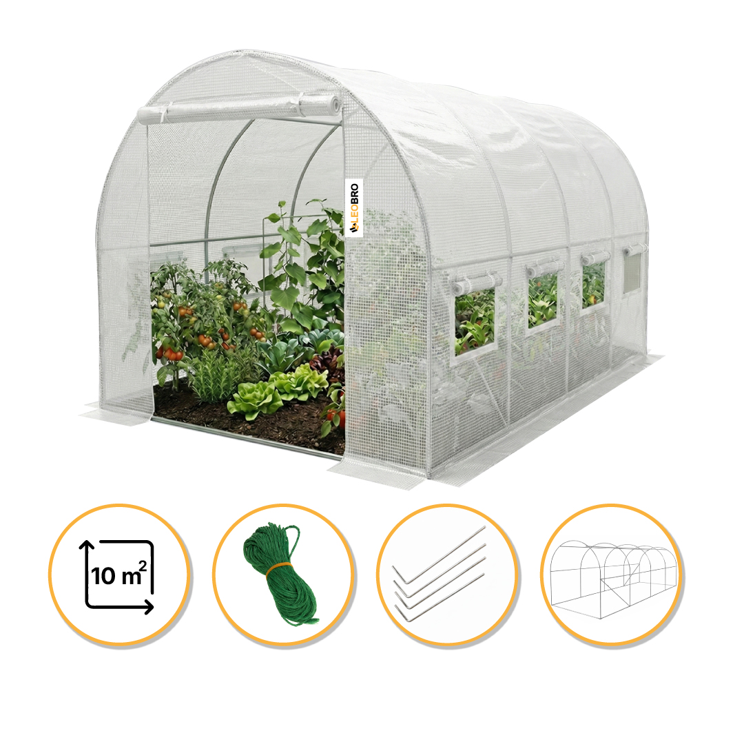 Садова теплиця парник LEOBRO Garden 10м² White (LB-G103-WHT)
