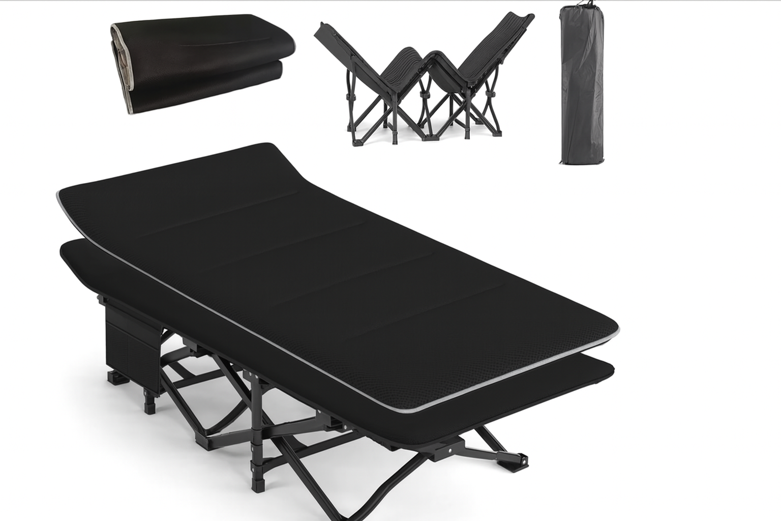 Туристична похідна розкладачка з Mesh-матрацом LEOBRO Black (LB-CC-L1-BLK)