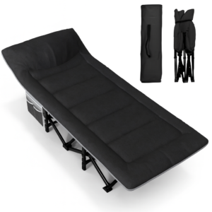 Туристична похідна розкладачка з вбудованим матрацом LEOBRO Black (LB-CC-K1-BLK)