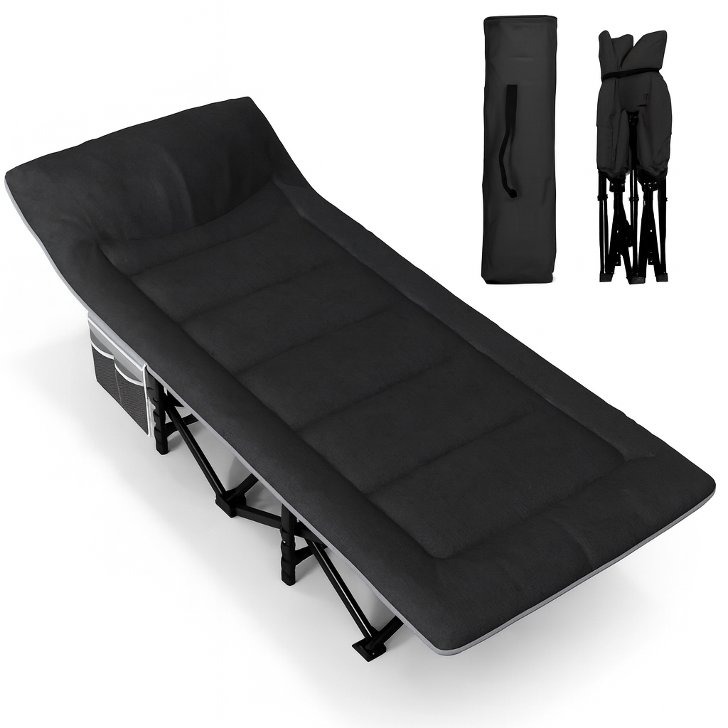 Туристична похідна розкладачка з вбудованим матрацом LEOBRO Black (LB-CC-K1-BLK)