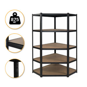 Стеллаж угловой LEOBRO Premium Black 180 х 90 х 40 см, 175кг/полка, 5 полок (LB-R124)