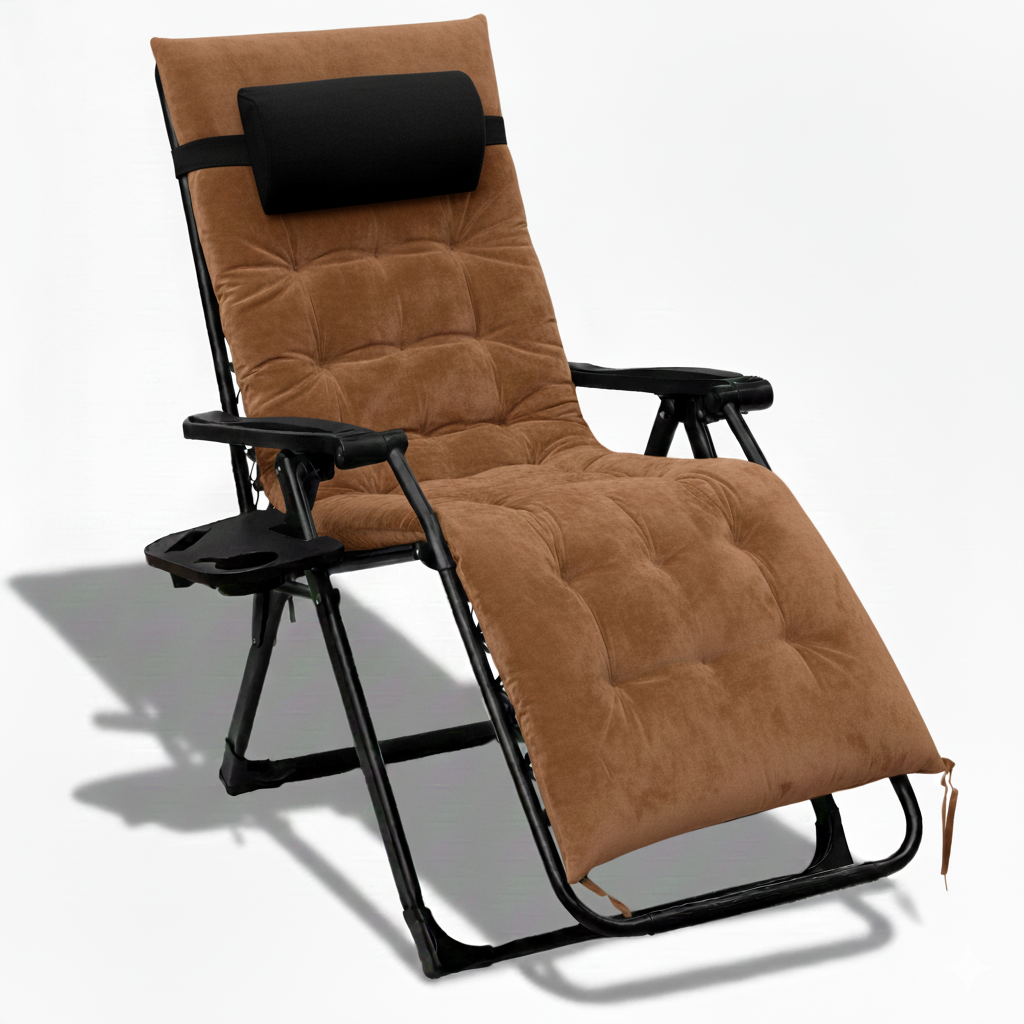 Кресло шезлонг LEOBRO Zero Gravity Premium Plus Brown Velvet (LB-ZGC-K3-BRN)
