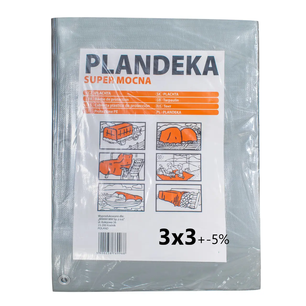 Тент 160 г/м2 3мх3м тарпауліновий "PLANDEKA" від снігу