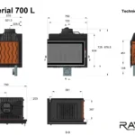 Каминная топка Ravan IMPERIAL 700L 16кВт